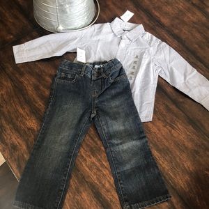 childrens place boys 2T dress up shirt & blue jean